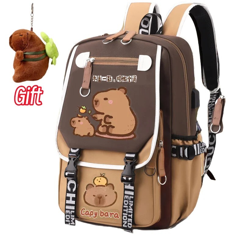 Waterproof Capybara Backpack Large Capacity Backpack School Bag