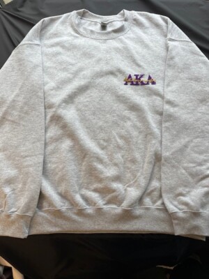 Alpha Kappa Lambda Ash Gray Crewneck w/Embroidered Letters sz Large