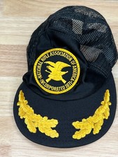 NRA Hat Mens Black Snapback Trucker Cap Gold Leaf Brim USA Made War Hunting Nice