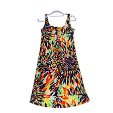 Glamour Dress Womens 6 Bright Abstract Floral Pintuck Pleats Sundress Stretch
