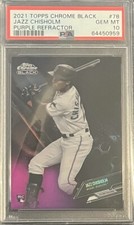 2021 TOPPS BLACK CHROME JAZZ CHISHOLM 39/150 PURPLE REFRACTOR ROOKIE RC @ PSA 10