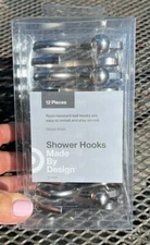 NEW Set Of 12 MADE BY DESIGN Shower Curtain Hooks NICKEL Rust Resistant BALL
