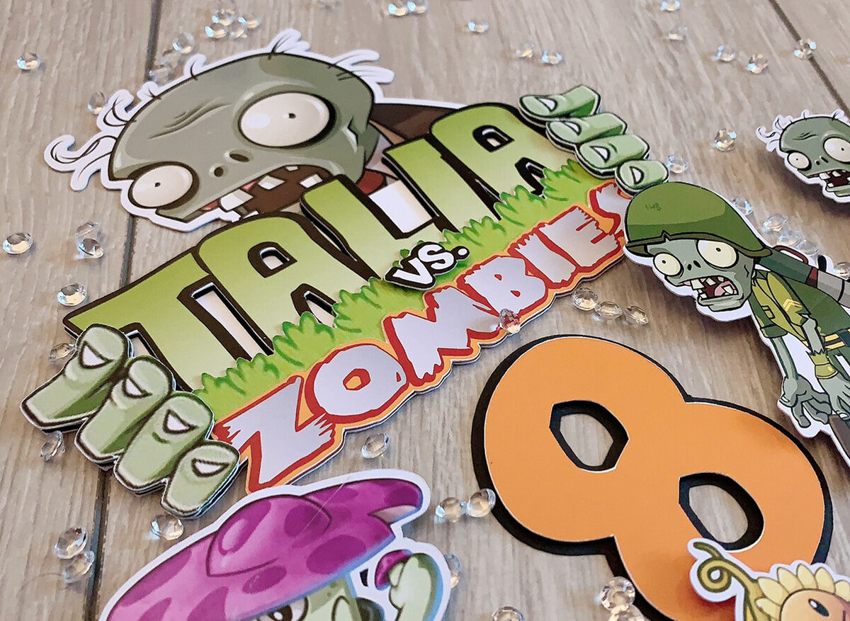 Plants vs Zombies Themed Cake Toppers Personalised With Name & Age