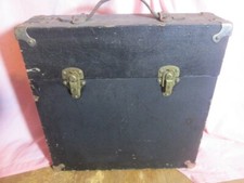 Vintage 12 inch 78 rpm 33 LP Record Box Carrying Case Wood Canvas 8711