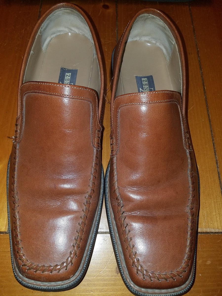 Zengara Mens Brown Leather Square Toe Slip On Casual Loafer  display picture 2