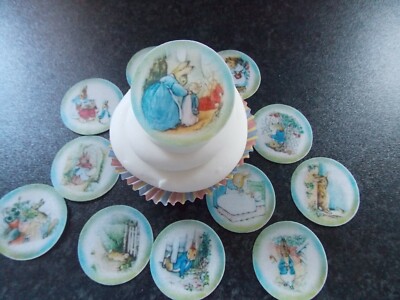 Peter Rabbit Wafer 12 PRECUT Edible Vintage Peter Rabbit disc wafer/rice paper cake ...