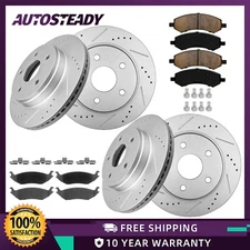 Front and Rear Drilled Brake Rotors Pads for Dodge Ram 1500 2007 - 2009 Aspen