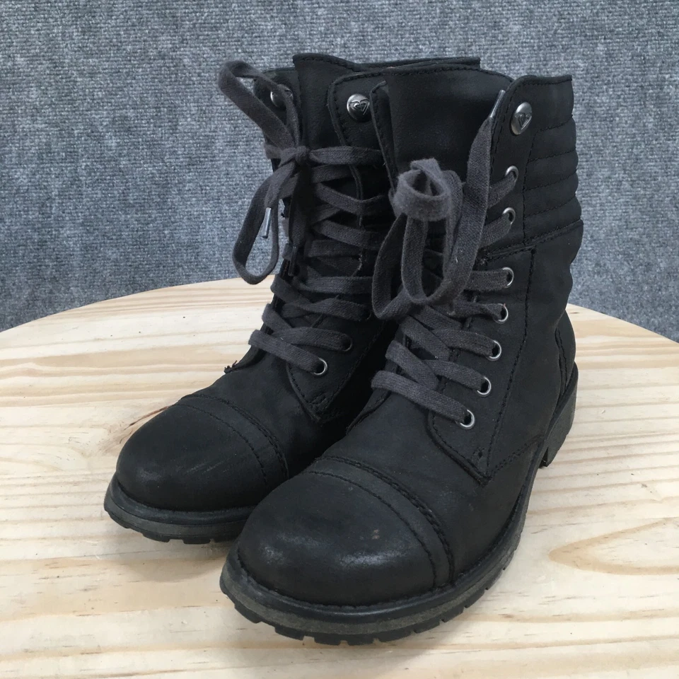 Botas Roxy para mujer 7 Combat negras con cordones tacones altos punta redonda tobillo Foto 4 de 4