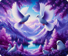 White Doves Mouse Pad, Sublimated, Can Personalize, Made to Order mp324