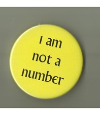 The Prisoner Patrick McGoohan I Am Not a Number *NEW* Yellow Badge Portmeirion
