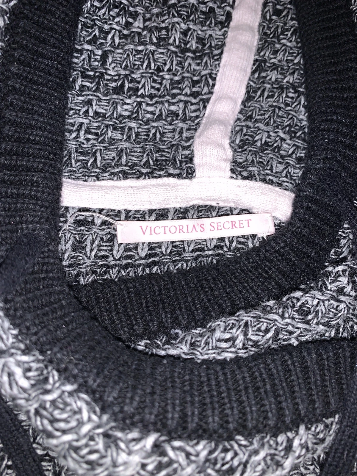 UNDERCOVER Victoria's Secret maglia felpa con cappuccio pullover manica lunga nero bianco taglia M