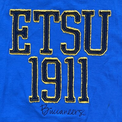 College House ETSU BUCCANEERS Large Embroidered Short Sleeve Blue T-Shirt -NEW