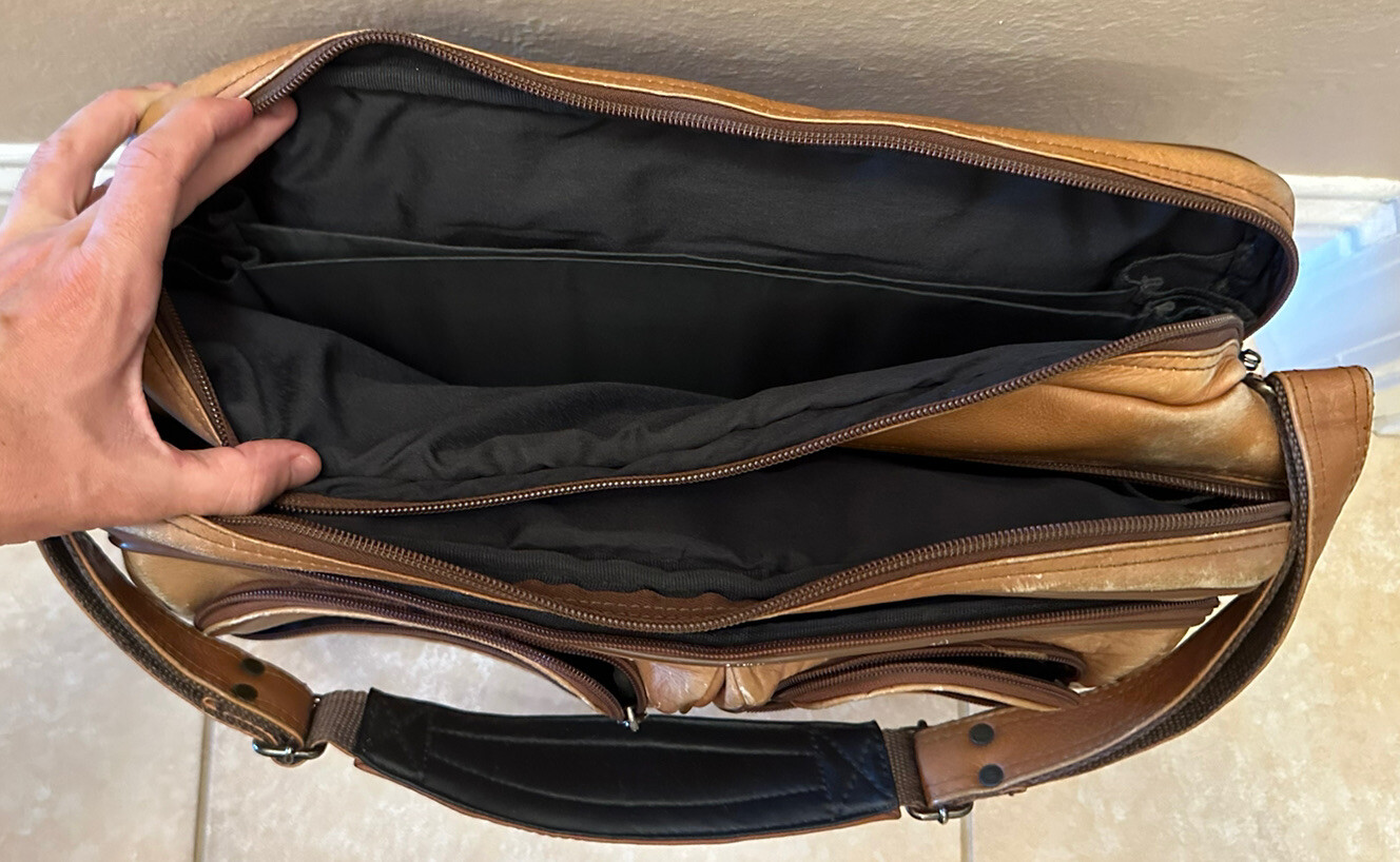 saddle brown leather briefcase - image 5