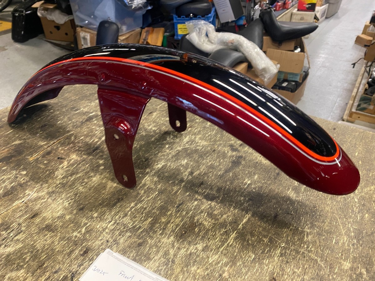 Front Fender Harley Deuce Fire Red Pearl Black OEM Factory Softail