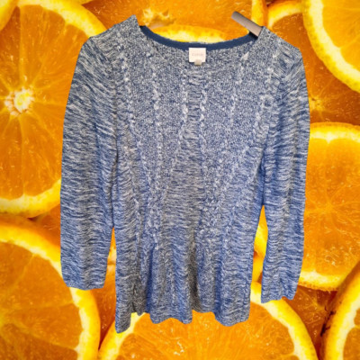 Cupio Blue and White Marled Knit Sweater Size Large