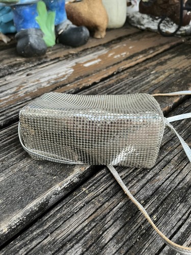 Whiting & Davis Metal Mesh Purse Silver Bag Disco Clutch Cross Body Vtg 50s 60s - Picture 6 of 7