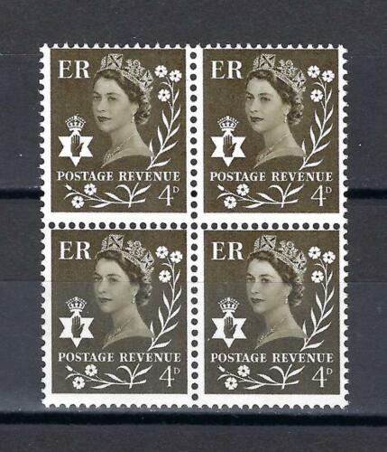 Northern Ireland 1968 Sc# 8 Elizabeth Flax & Ulster Hand 4p olive GB block 4 MNH - Picture 1 of 1