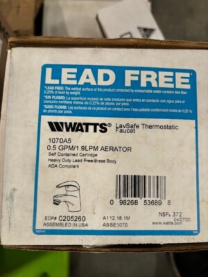 Watts 1070A5 LavSafe Thermostatic Lead Free Faucet 0.5GPM