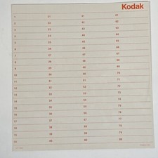 Kodak slide projector index sheet