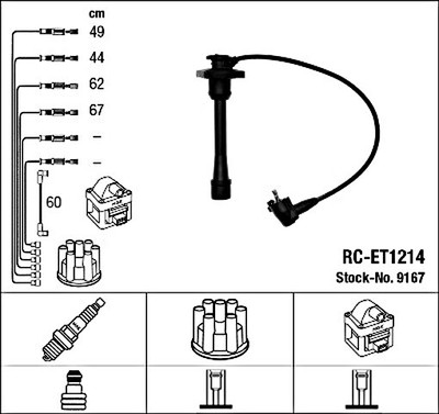 NGK Ignition Cable Kit Black For TOYOTA Carina E II Celica 87-01 90919-15208