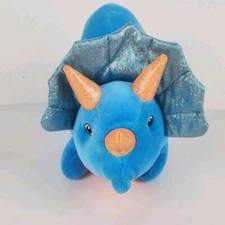 Adventure Planet Blue Orange Triceratops Dinosaur Plush Puffy Fluff Toy