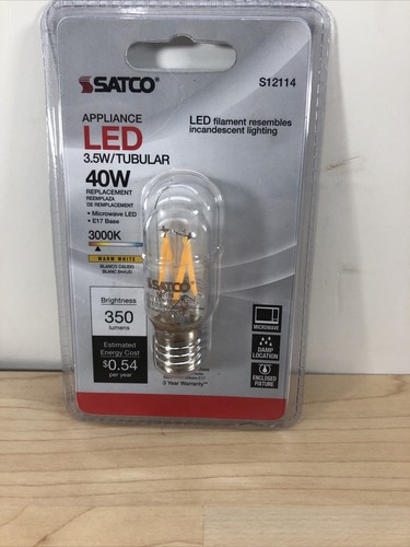 SATCO 3.5 Watt 40W Equivalent Appliance LED Bulbs #S12114 E17 Base - Picture 6 of 6