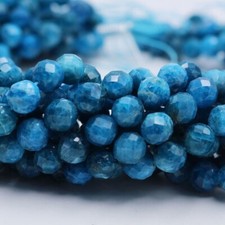 6/8/10mm Genuine Real Natural Shining Micro Faceted Blue Apatite Loose Beads