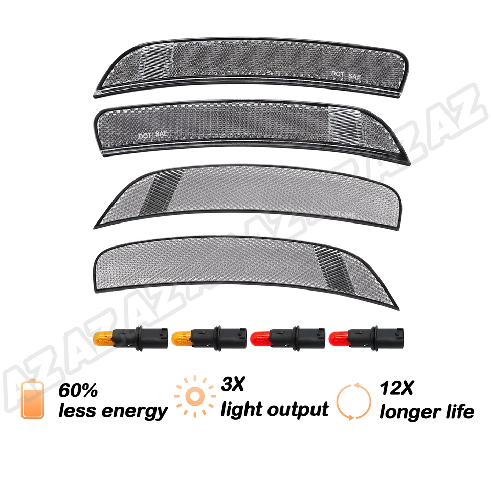 4x Front&Rear LED Side Marker Lights Assembly Kit For 2012-2017 FIAT 500 Abarth Foto 2 de 4