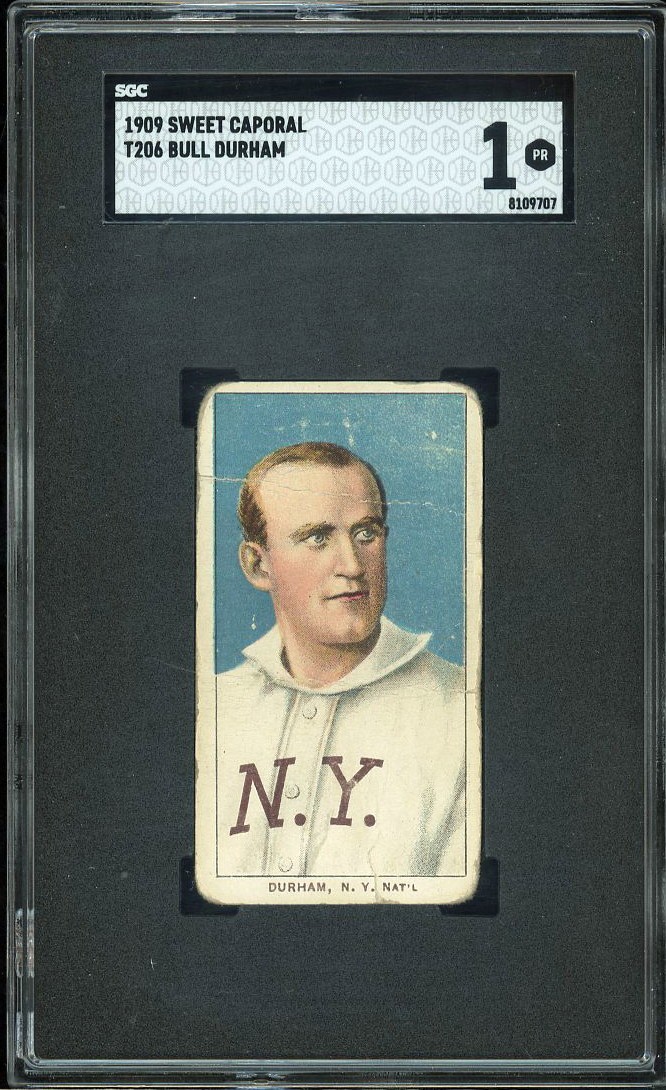 T206 Bull Durham Sweet Caporal 150/30.  SGC 1 POOR.  (TX9707).
