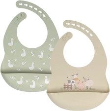 Baby Silicone Bibs 2 Sets Baby Bibs with Food Catcher for Girls Boys Toddlers...