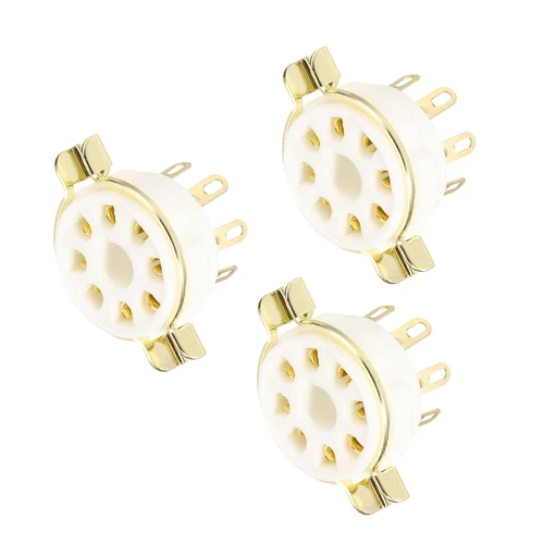 8pin PCB Tube Socket Ceramics, Vacuum Tube Protect Socket White 3pcs，GZC8-Y-1-G