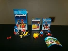 Playmobil vintage lot 3302 scooter, 3357 girl with stroller, 3358 go-cart. Comp.