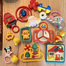 Vintage Lot Baby Activity Toys, Rattles, Anim...
