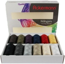 Ackermann Universal-N&auml;hgarn 12x 1000m Farben-Mix in 12 Farben
