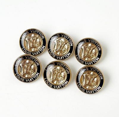 #ad STAMPED lot of 6 Designer Black and Gold Button 20mm $71.00