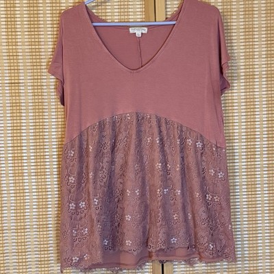 Full Circle Trends Womens L Top Mauve Lace Babydoll Western Fairycore Bohemian