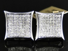 10K White Gold Diamond Kite Pave Shape Stud Earring 12 mm 0.70 Ct