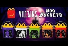 2026 McDonalds Disney Villains Boo Buckets Halloween Happy Meal Full Set of 5