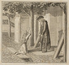 D. CHODOWIECKI (*1726), Eine Dirne fleht um Hilfe,  1792, Rad. Klassizismus