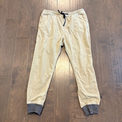 American Eagle Men's M Jogger Chino Pants Tan Elastic Cuff Casual Pull-On READ