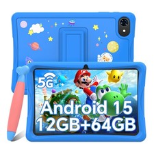 Kids Tablet Bundle TPU Case 10.1" IPS HD Android 15 12GB RAM 64GB ROM 2TB Expand