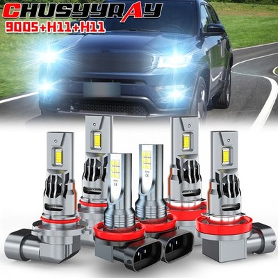 For Jeep Compass 2016-2020 6x LED Headlight High low Beam Fog Light Bulbs 6000k