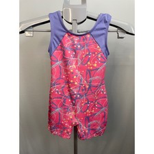Cat Jack Kids Gymnastics Leotard Pink Purple Patterned Sleeveless Romper 6/7
