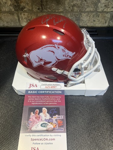 John Daly Signed Arkansas Razorback Mini Helmet. JSA 