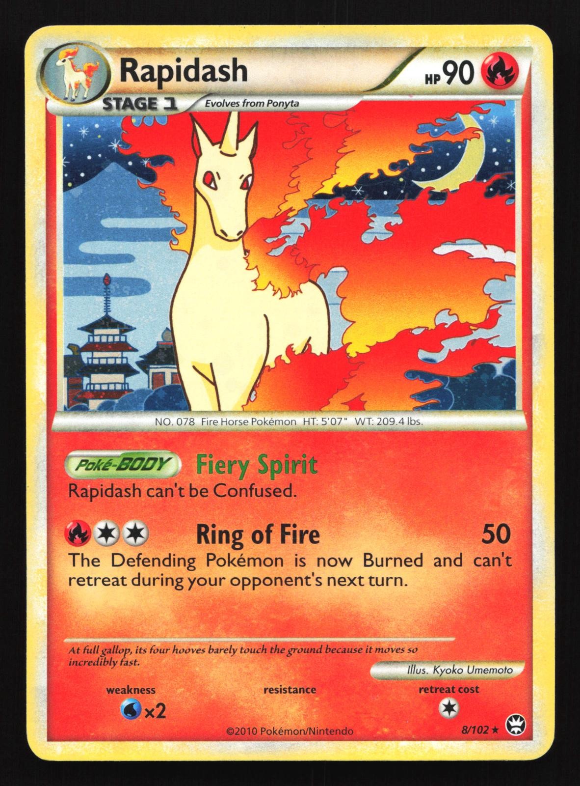 Rapidash 8/102 HGSS Triumphant Holo Rare Pokemon Card SWIRL