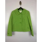 Talbots Petites Lime Green Cotton Linen Peter Pan Collar Blazer Jacket Size 4P