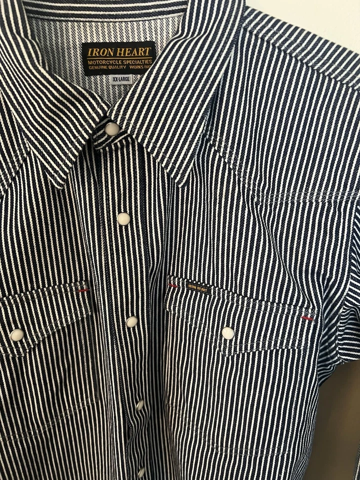 Iron Heart IHSH-07-Ind Western полоски гикори рубашка XXL японский или L/XL США - Изображение 2 из 4
