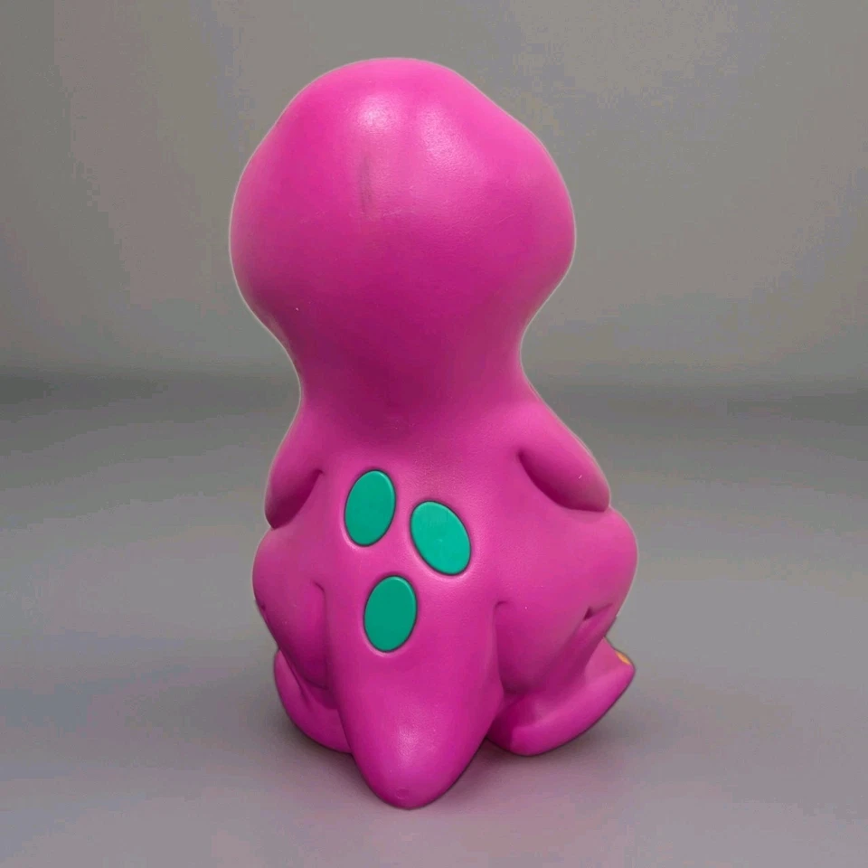 Figura contenedor de almacenamiento de plástico Barney el dinosaurio púrpura 1993 vintage 14" PBS Foto 2 de 4