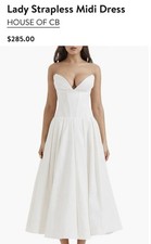 HOUSE OF CB 'Lady' White Strapless Midi Dress/Size L-US 8-10 /BA1057