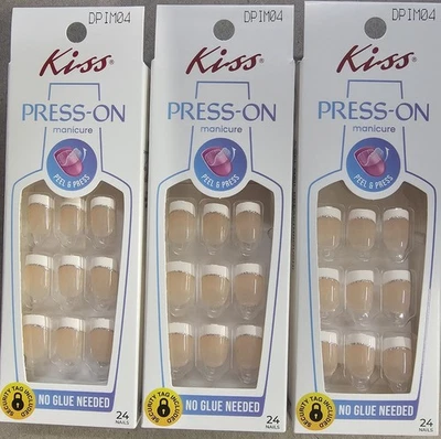 Kiss imPRESS No Glue Press-On Nails French Manicure Short Length DPIM04 Y2K 3bx